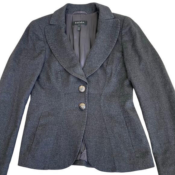 Escada Sz 36 Vintage Cashmere Blazer Single Breasted Tailored Classic Feminine - Picture 5 of 16